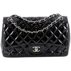 Chanel Classic Double Flap Bag Quilted Patent Jumbo