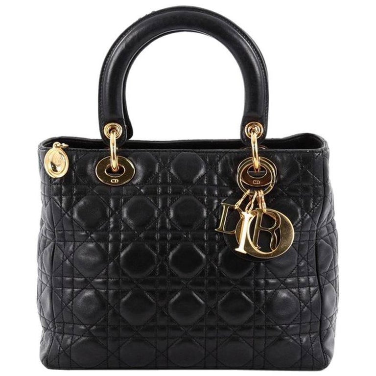 Christian Dior Lady Dior Handbag Cannage Quilt Lambskin Medium at 1stDibs