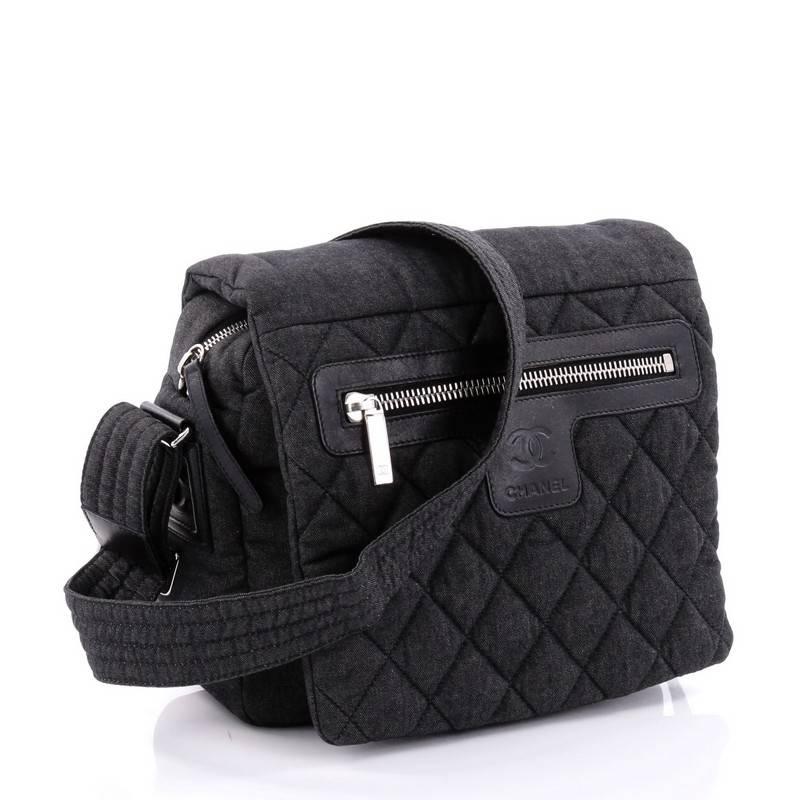 Chanel Coco Cocoon Messenger Bag Quilted Denim Medium In Good Condition In NY, NY