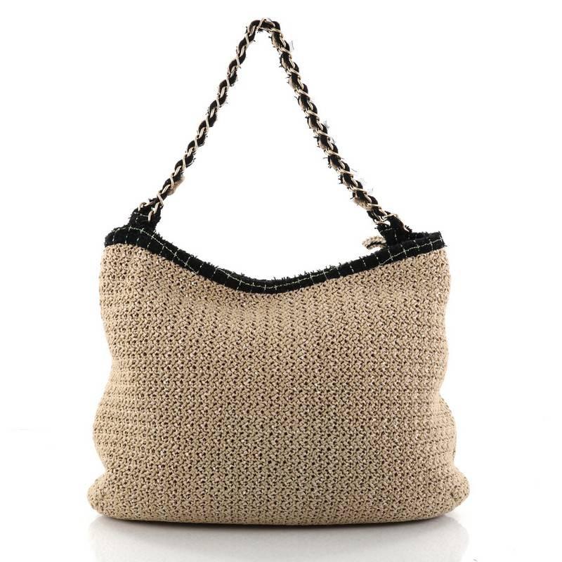 Women's Chanel Coco Country Camellia Tote Woven Straw Large