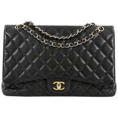 Chanel Classic Single Flap Bag Quilted Caviar Maxi