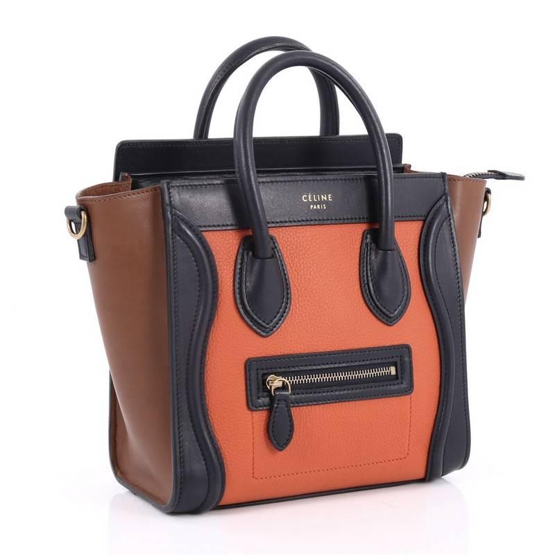 Celine Tricolor Luggage Handbag Leather Nano In Good Condition In NY, NY