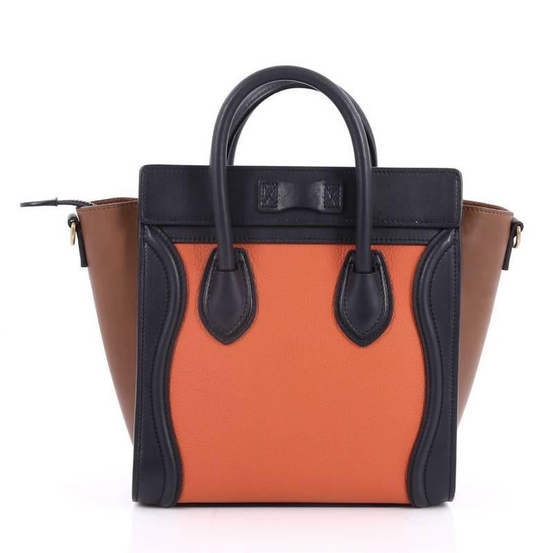 Women's Celine Tricolor Luggage Handbag Leather Nano