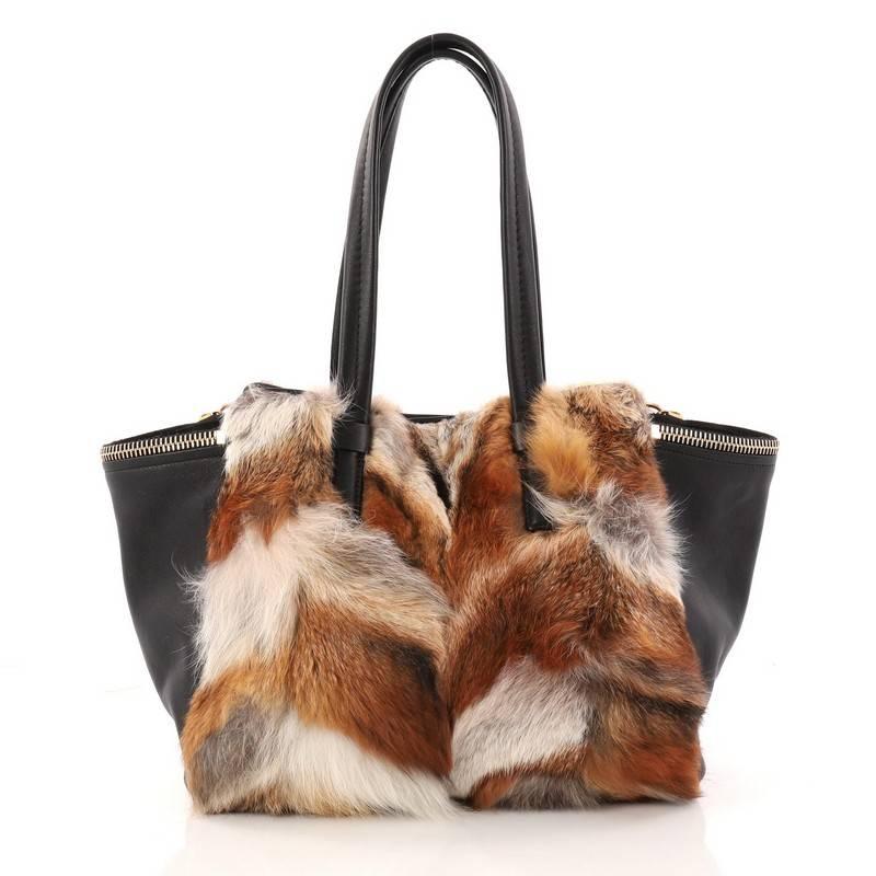 Women's Salvatore Ferragamo Verve Tote Fox Fur and Leather Medium