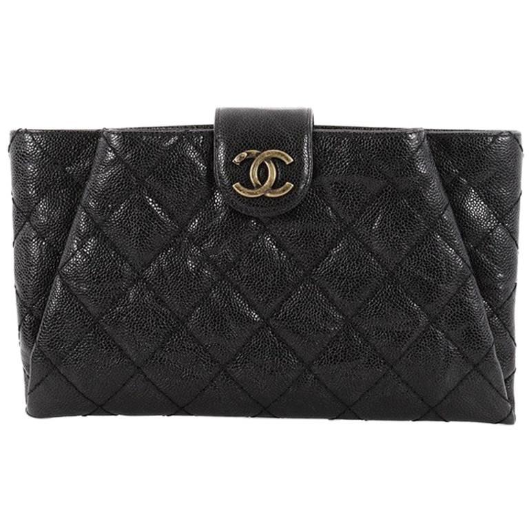 Chanel Coco Pleats Clutch Quilted Glazed Caviar