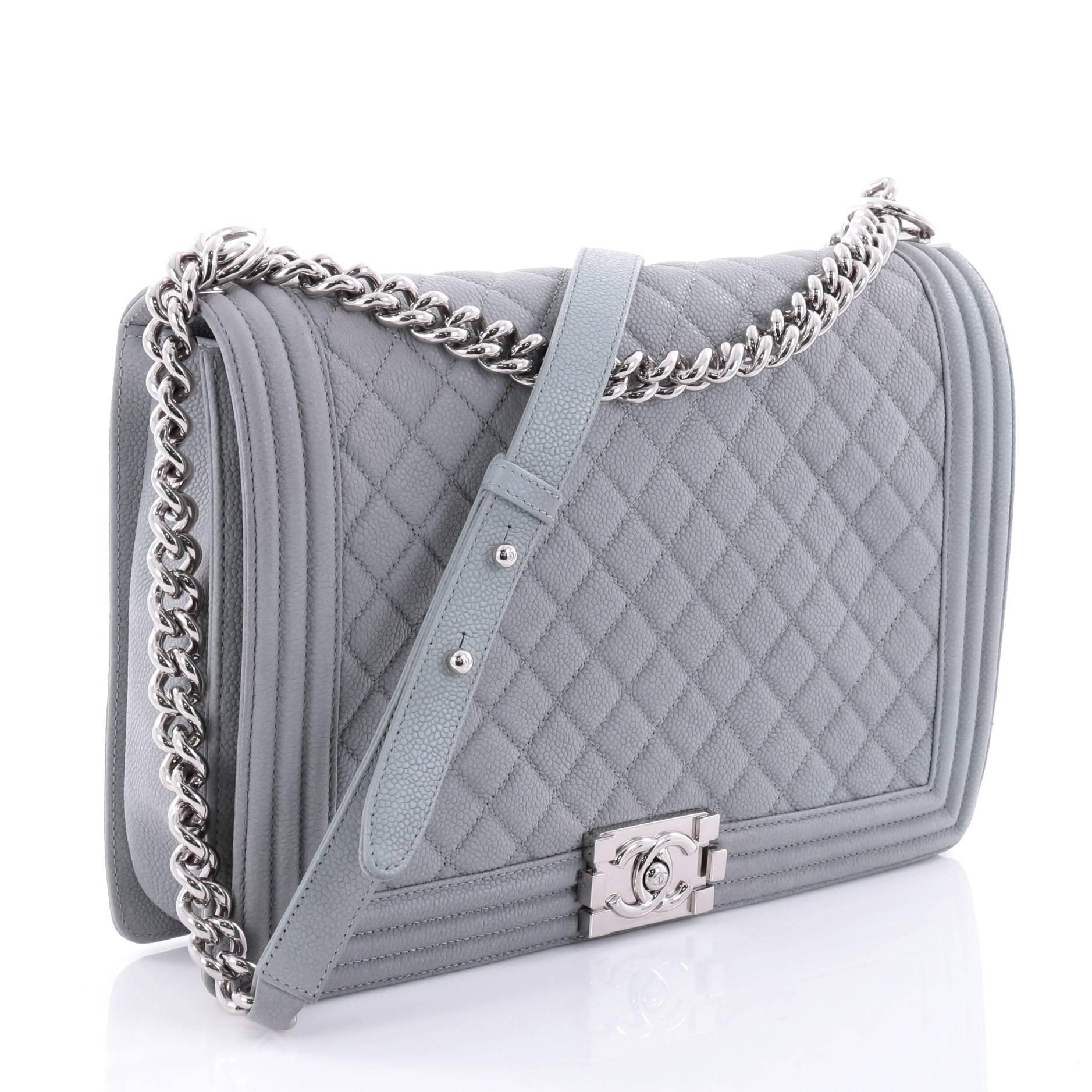 Chanel Boy Flap Bag Quilted Matte Caviar Large  In Good Condition In NY, NY