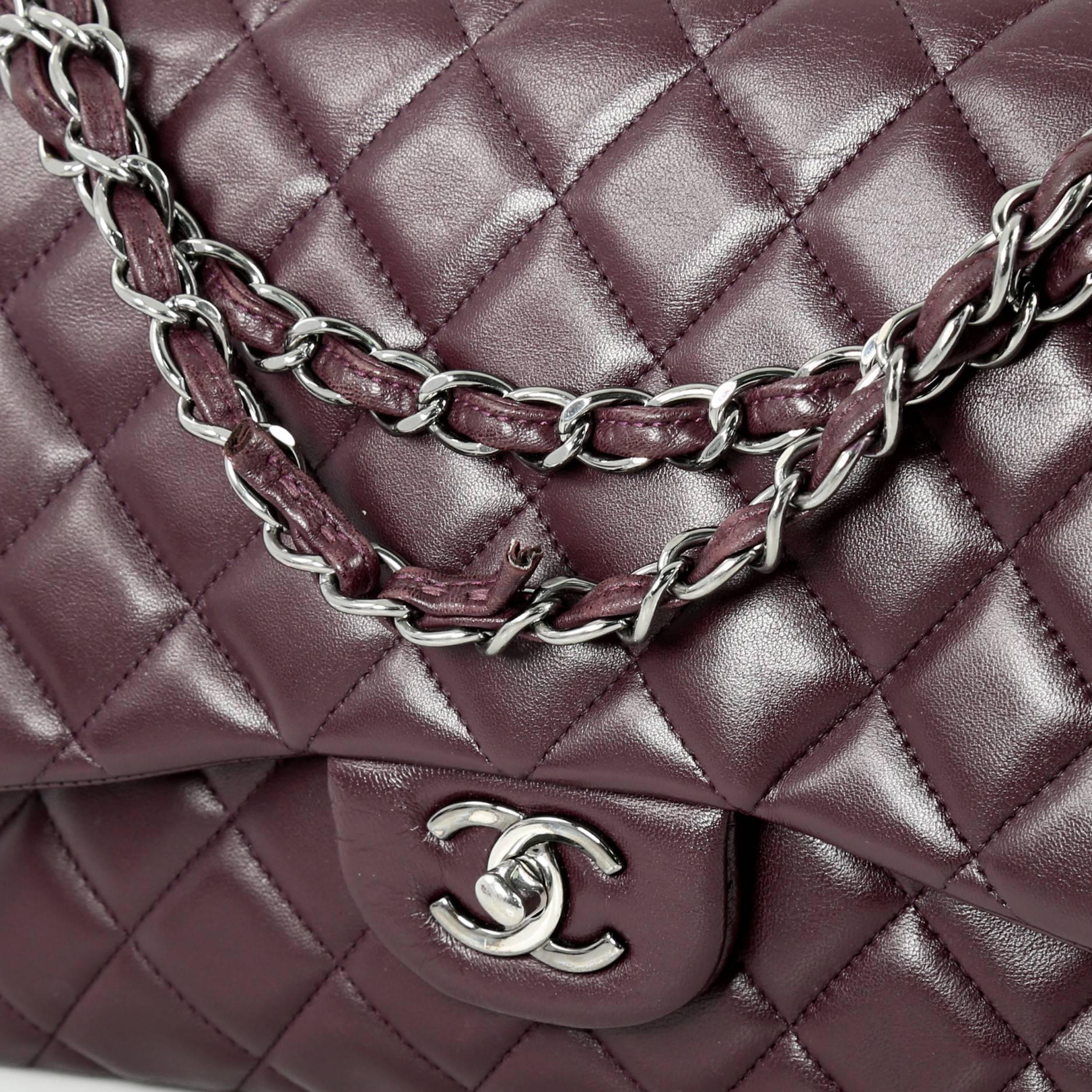Chanel Classic Double Flap Bag Quilted Lambskin Jumbo 5