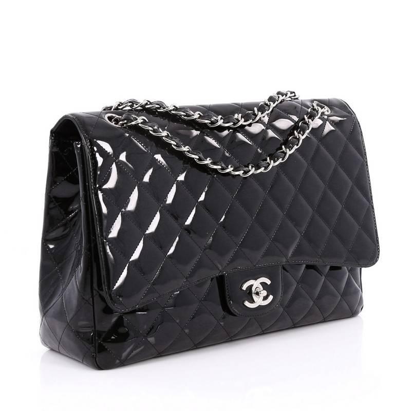 Chanel Classic Quilted Patent Maxi Single Flap Bag  In Good Condition In NY, NY