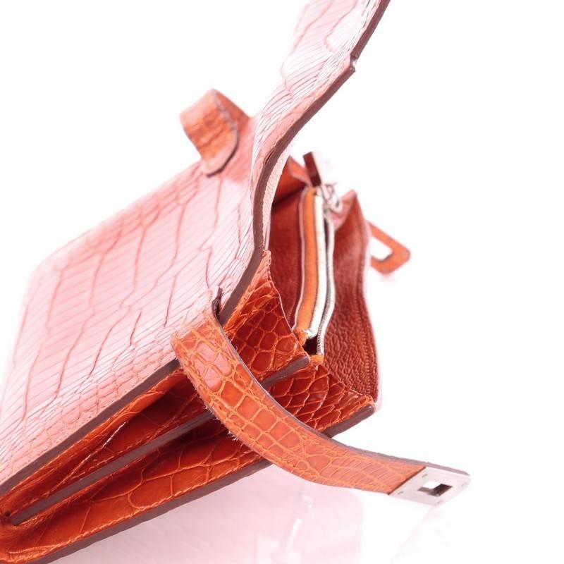 Hermes Kelly Shiny Long Alligator Wallet In Good Condition In NY, NY