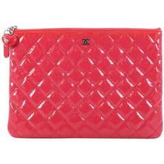Chanel Valentine Hearts O Case Clutch Quilted Patent Medium