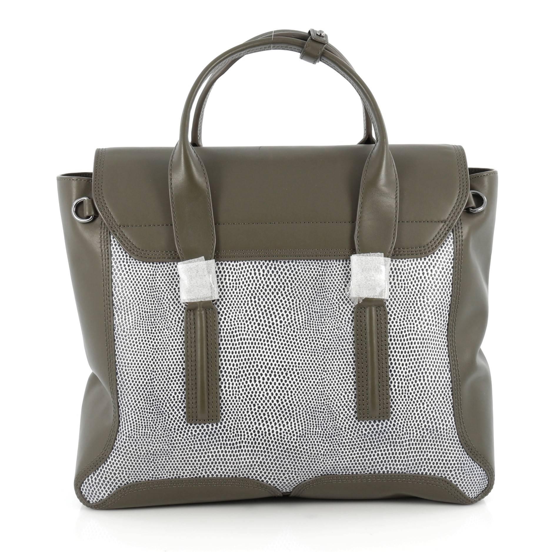 3.1 Phillip Lim Pashli Satchel Lizard Embossed and Leather Large In Good Condition In NY, NY