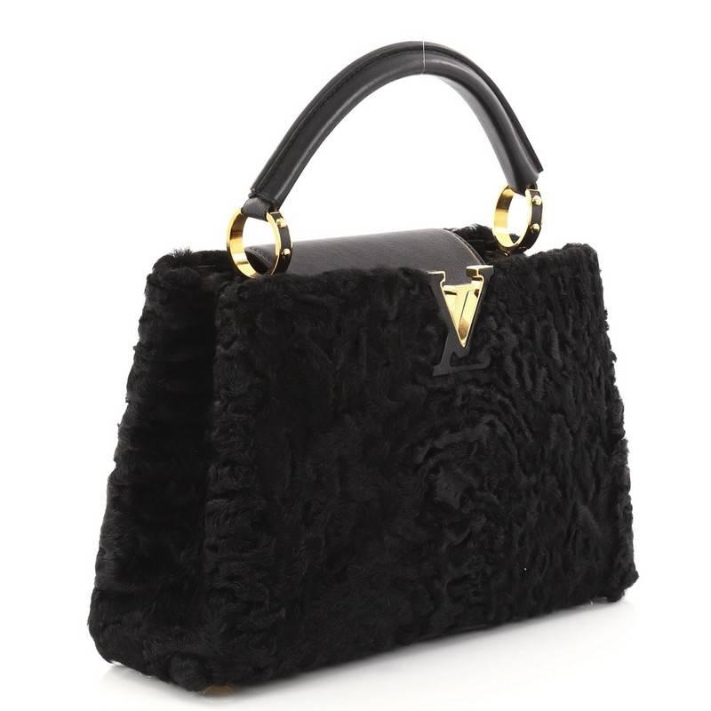 Louis Vuitton Capucines Handbag Astrakhan Fur BB In Good Condition In NY, NY