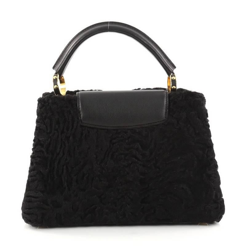 Women's Louis Vuitton Capucines Handbag Astrakhan Fur BB