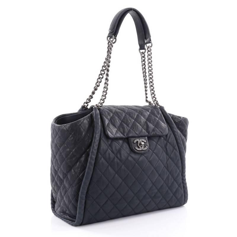 Chanel Studded CC Flap Tote Quilted Calfskin Large In Good Condition In NY, NY