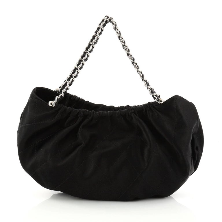 Chanel CC Charm Shoulder Bag Quilted Satin Mini