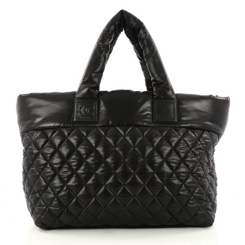 Women's Chanel Coco Cocoon Zipped Tote Quilted Nylon Large