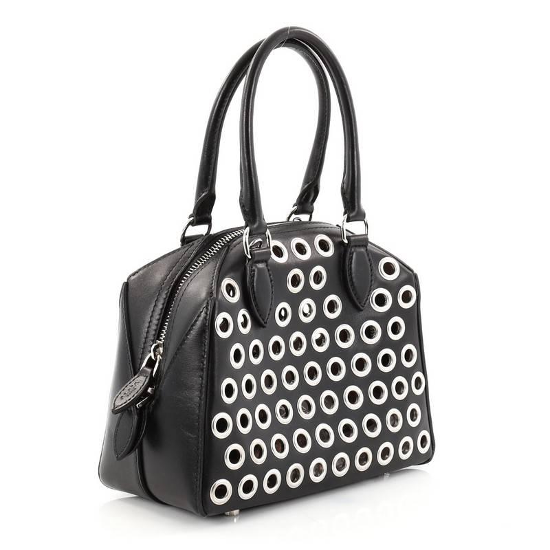 Alaia Zip Around Convertible Satchel Grommet Embellished Leather Mini In Good Condition In NY, NY
