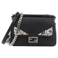 Fendi Double Baguette Monster Crossbody Bag Leather and Python Micro