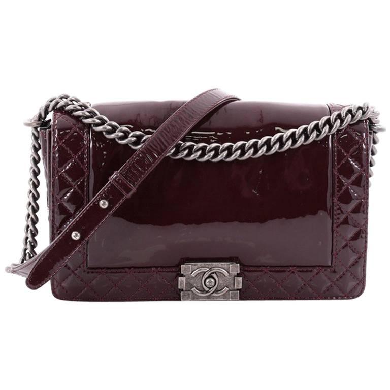 Chanel Reverso Boy Flap Bag Patent New Medium at 1stDibs
