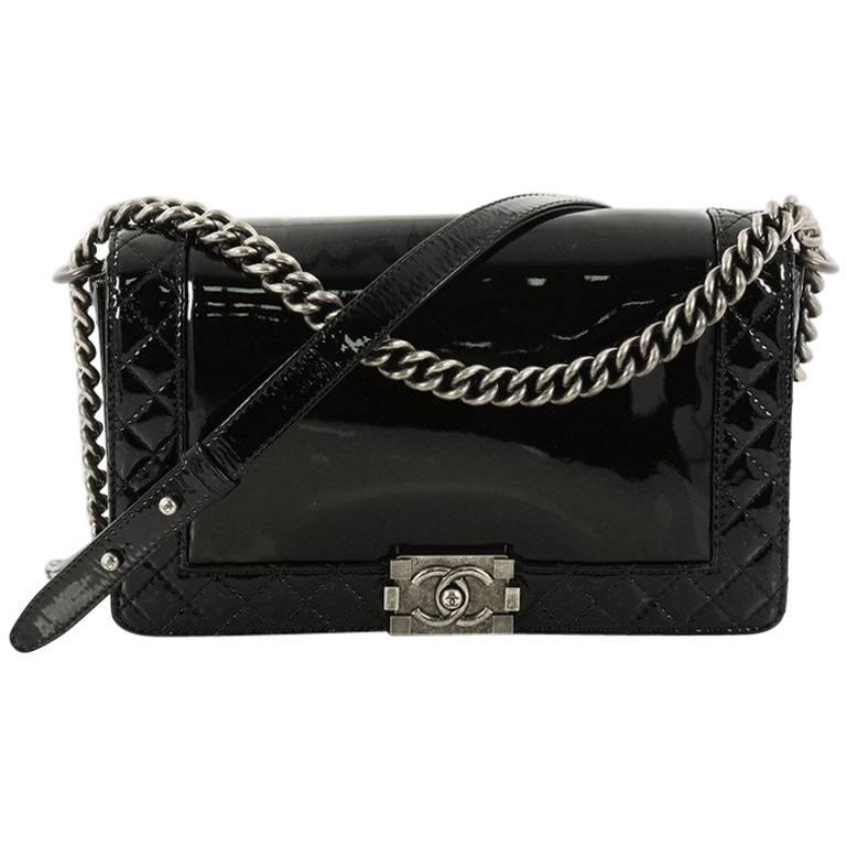 Chanel Reverso Boy Flap Bag Patent Old Medium