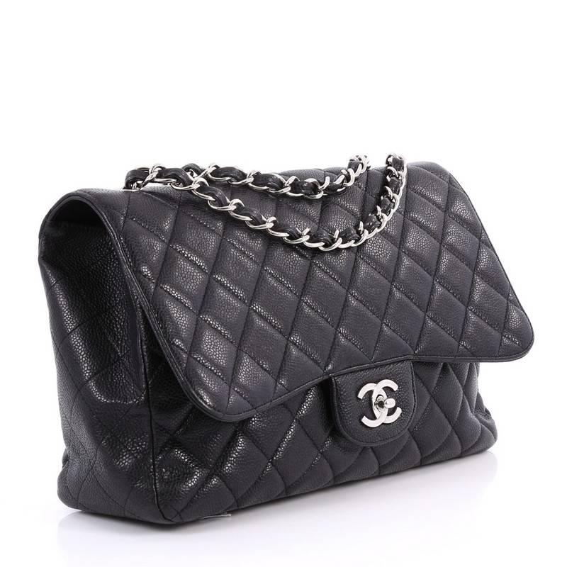 Chanel Classic Single Flap Bag Quilted Caviar Jumbo In Good Condition In NY, NY