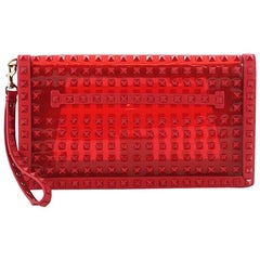 Valentino Rockstud Flap Clutch Studded PVC with Leather