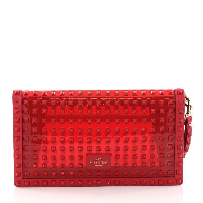Women's Valentino Rockstud Flap Clutch Studded PVC with Leather