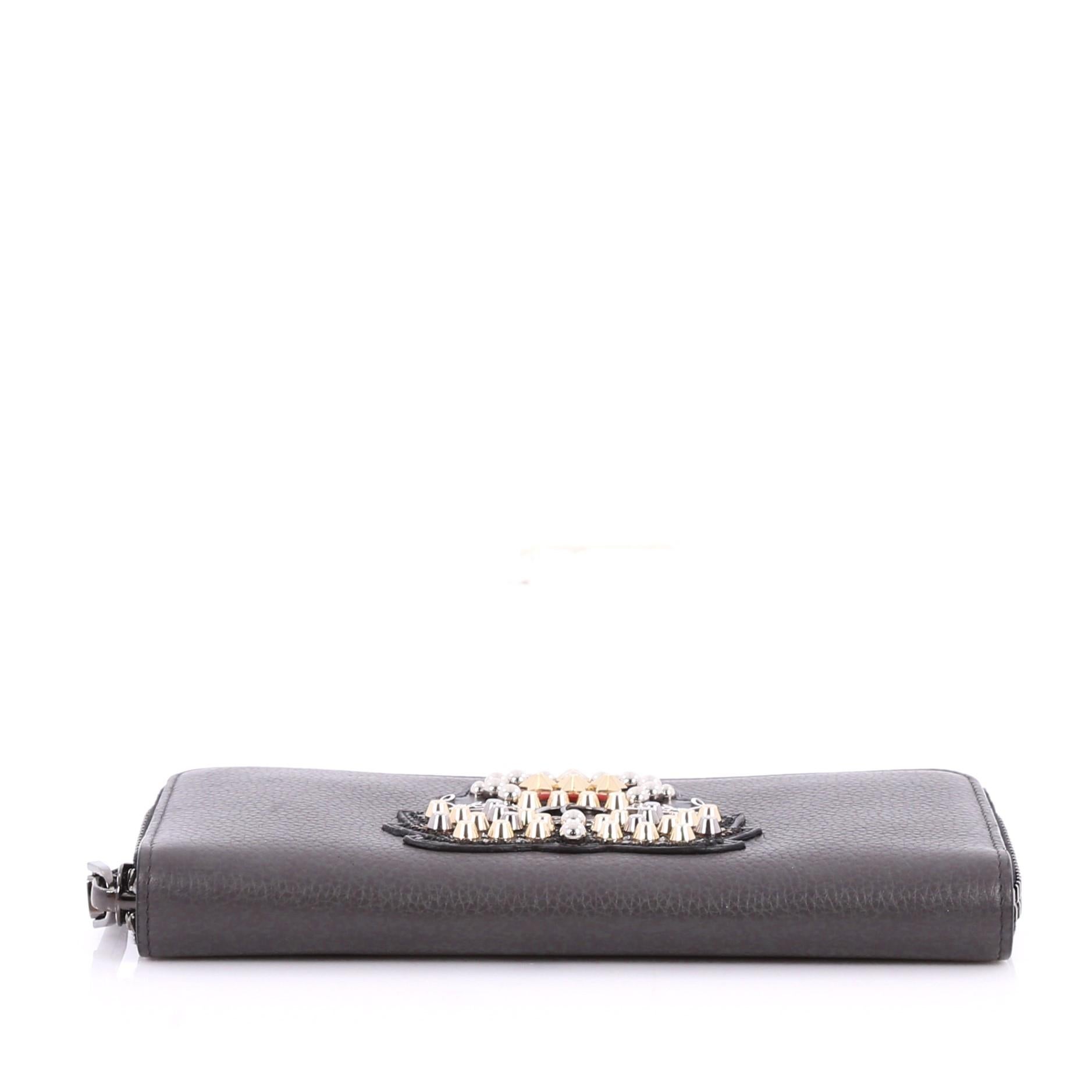 Women's Christian Louboutin Panettone Wallet Embroidered Studded Leather