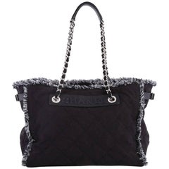 Chanel Logo Chain Tote Quilted Nylon Medium
