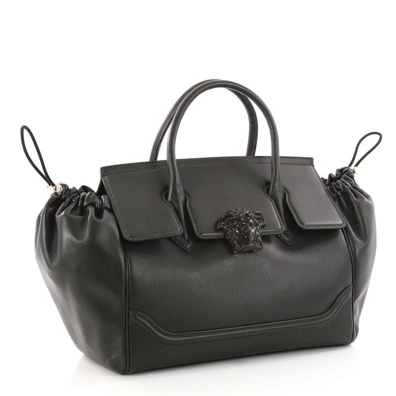 Black Versace Coulisse Palazzo Medusa Empire Handbag Leather Large
