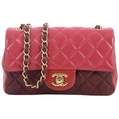 Chanel Tricolor Classic Single Flap Bag Quilted Lambskin Mini