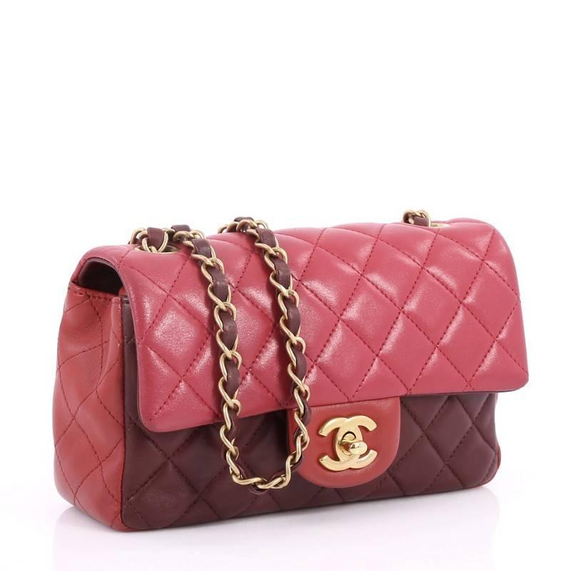 Chanel Tricolor Classic Single Flap Bag Quilted Lambskin Mini In Good Condition In NY, NY