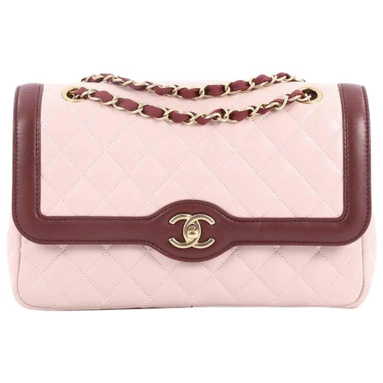 Chanel Two Tone Flap Bag Quilted Lambskin Medium at 1stDibs