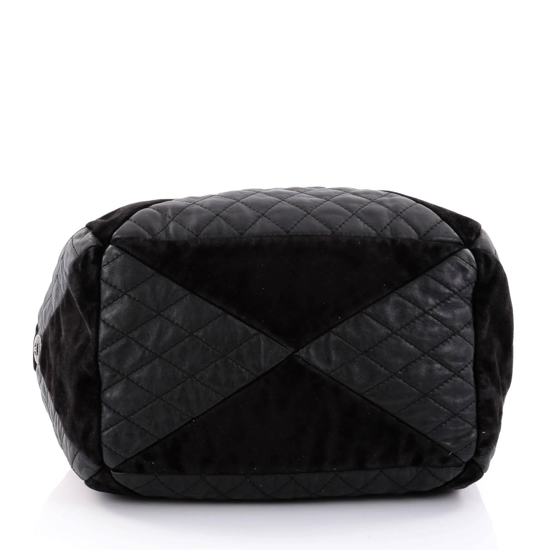 Chanel Patchwork Drawstring Bag Quilted Leather and Suede Large 1