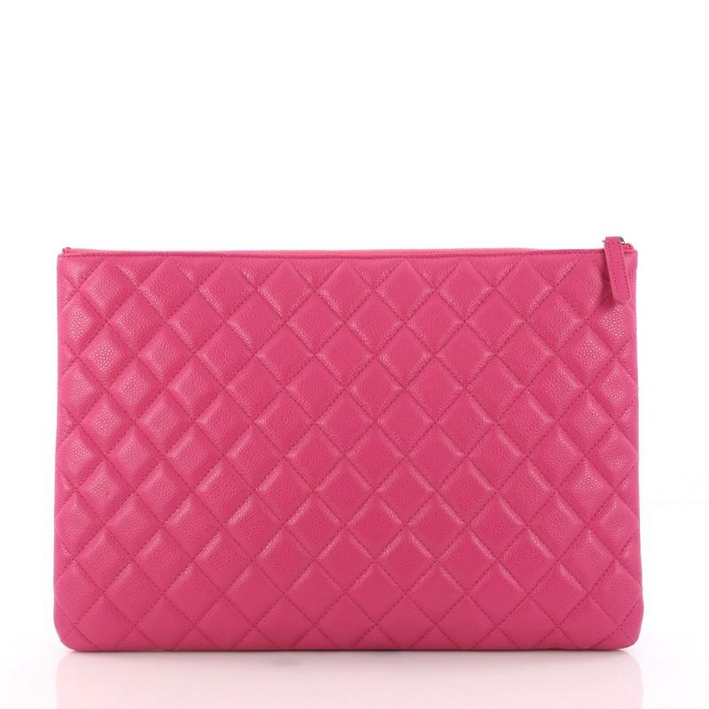 Women's Chanel O Case Clutch Quilted Caviar Large