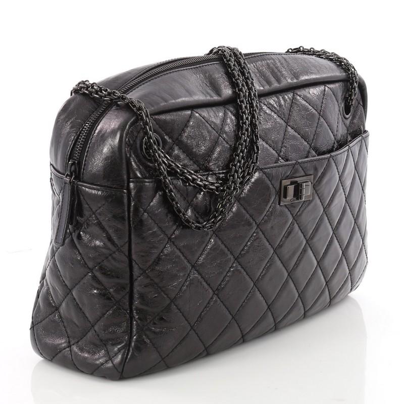 Black Chanel Reissue Camera Bag Quilted Aged Calfskin Large