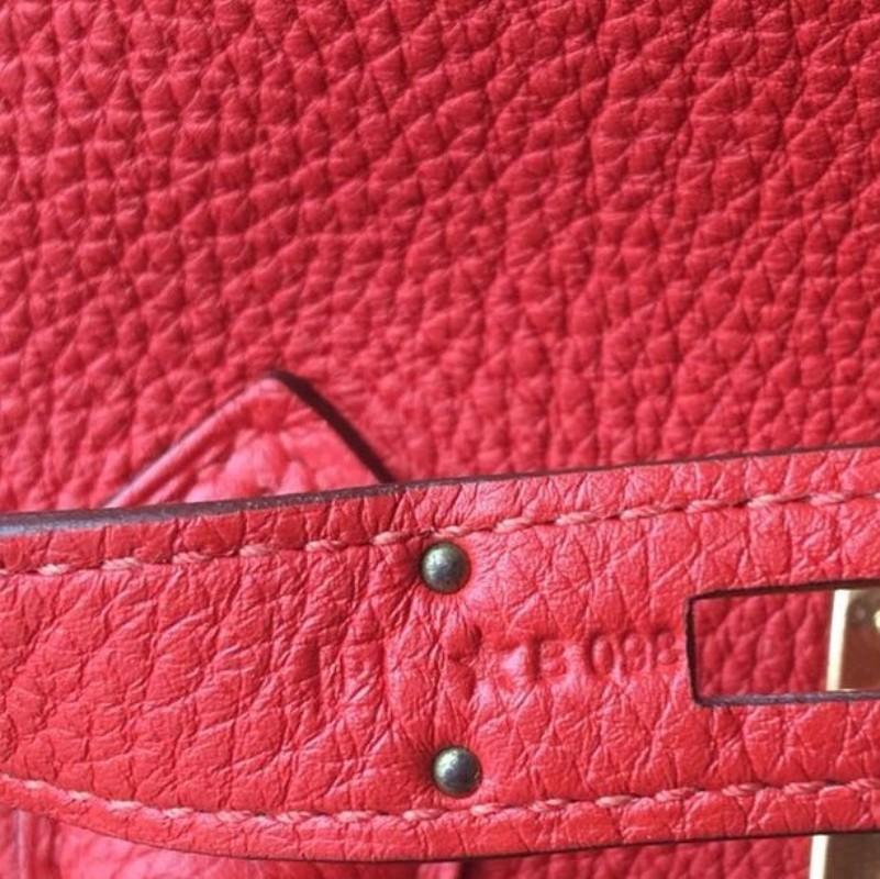 Hermes Birkin Handbag Feu Togo with Gold Hardware 35 4