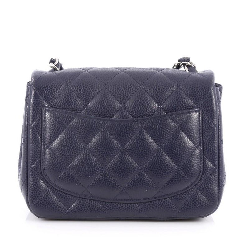 Chanel Square Classic Single Flap Bag Quilted Caviar Mini at 1stDibs