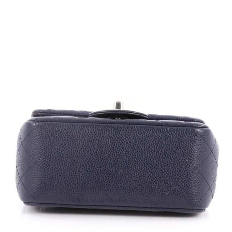 Chanel Square Classic Single Flap Bag Quilted Caviar Mini at 1stDibs