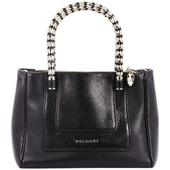 Bvlgari Serpenti Double Zip Tote Leather and Python Small