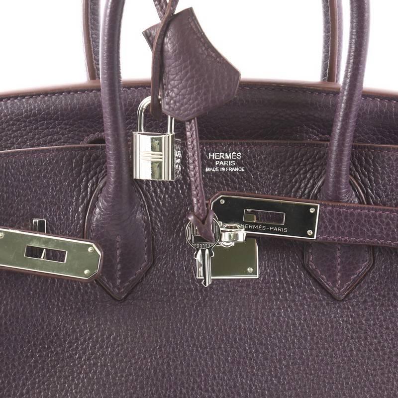 Hermes Birkin Handbag Raisin Clemence with Palladium Hardware 30 2