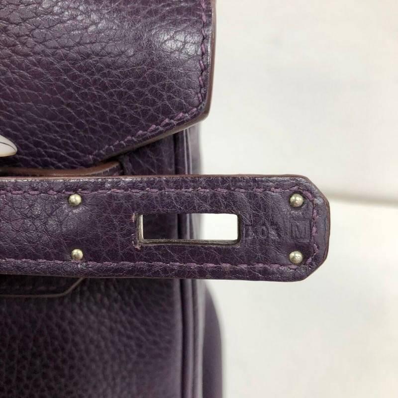 Hermes Birkin Handbag Raisin Clemence with Palladium Hardware 30 4