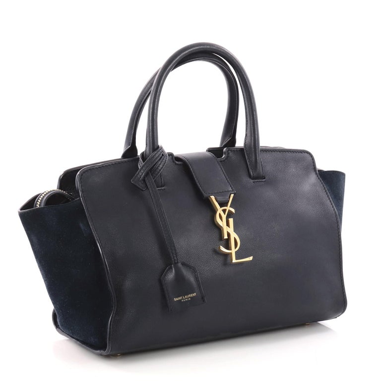 Saint Laurent SAINT LAURENT handbag shoulder bag baby cabas leather blue  gold ladies