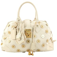Louis Vuitton Polka Dot Panama Bowly Handbag Embellished Canvas