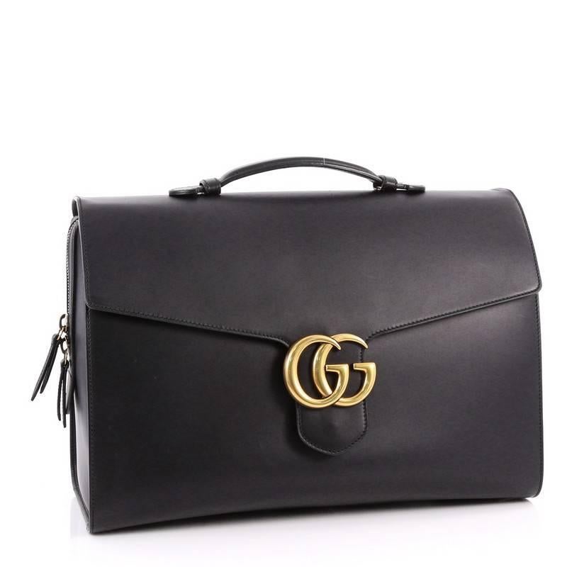 Gucci GG Marmont Briefcase Leather Large In Good Condition In NY, NY