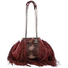 Chanel Paris-Dallas Drawstring Fringe Shoulder Bag Python and Leather Large