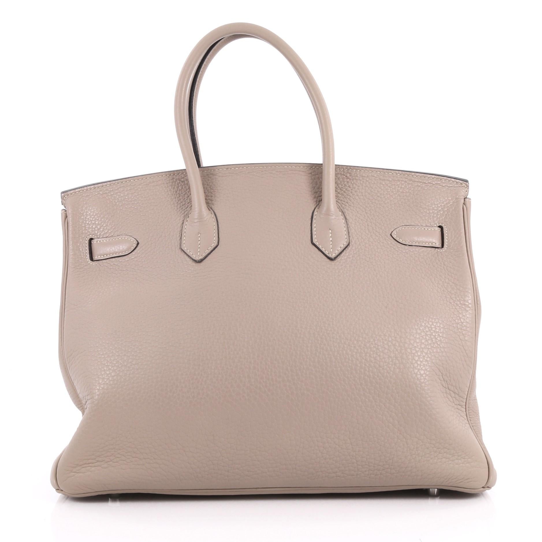 Women's Hermes Birkin Handbag Gris Tourterelle Clemence with Palladium Hardware 35 