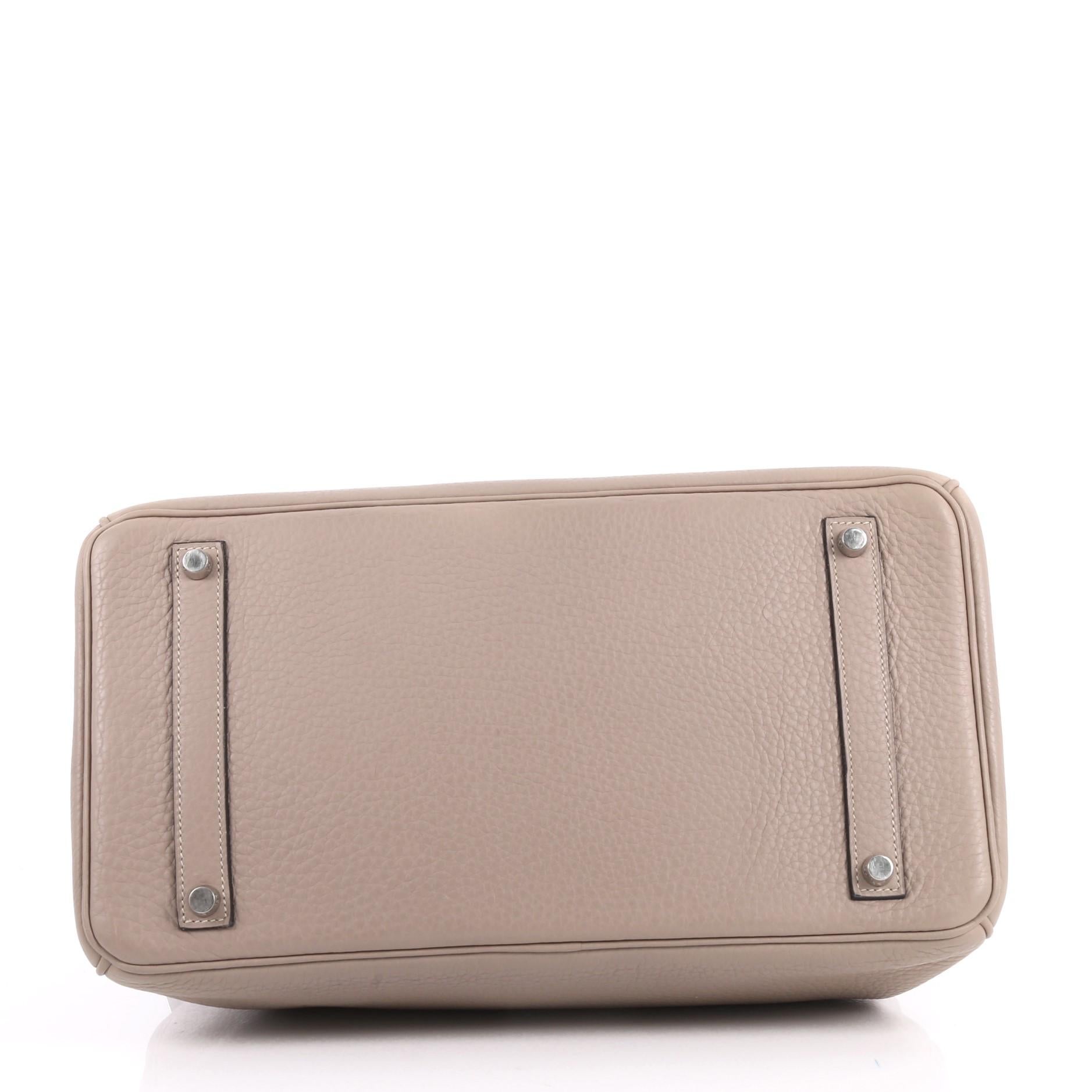 Hermes Birkin Handbag Gris Tourterelle Clemence with Palladium Hardware 35  1