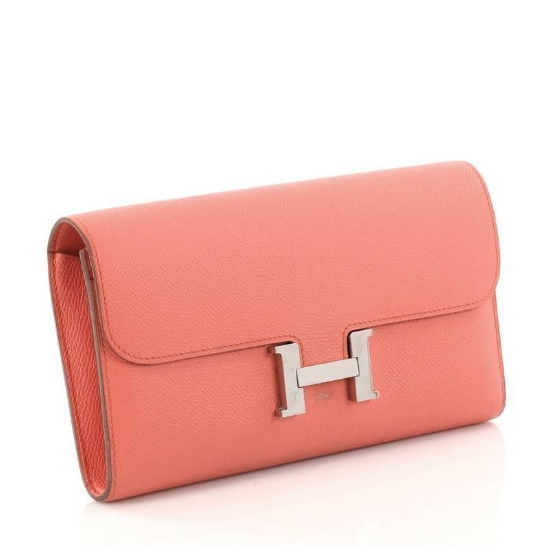 Pink Hermes Constance Epsom Long Wallet 
