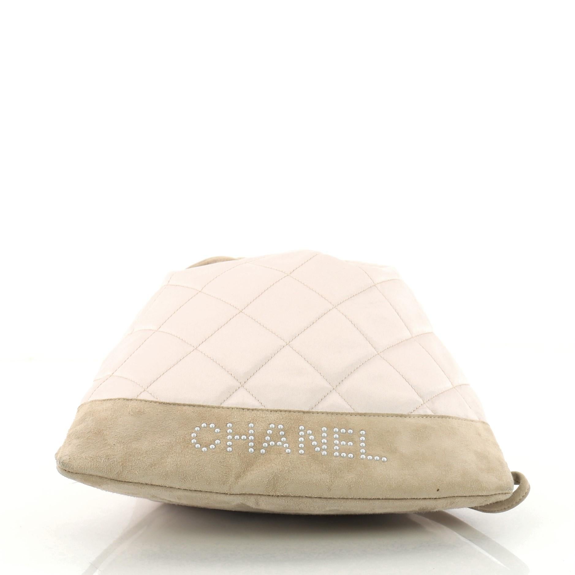 Chanel Vintage Drawstring Backpack Quilted Satin with Suede Medium 1